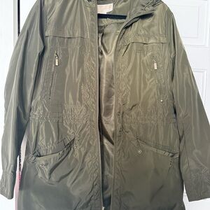 Michael Kores Olive Green Lightweight Rain Jacket